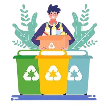 Illustration of a person recycling